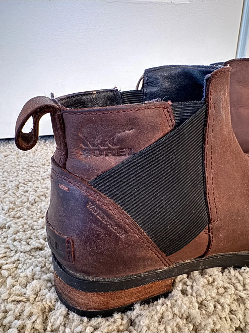 Sorel Brown Leather Chelsea Ankle Boots